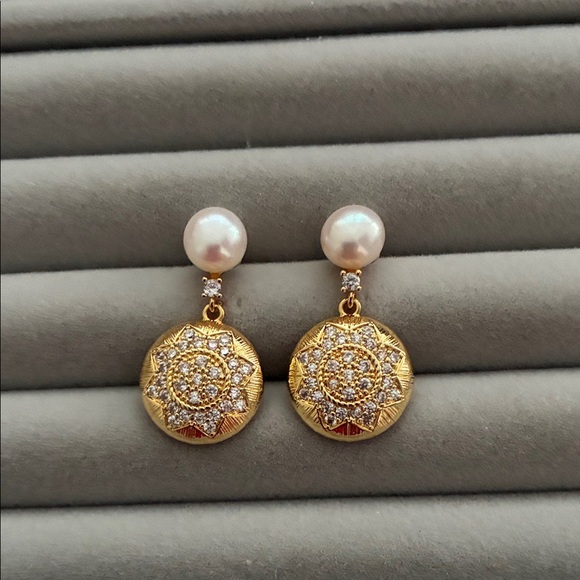 Handmade Jewelry - Gold Pearl Earrings | Sterling Silver Posts | Christmas Gift for Her